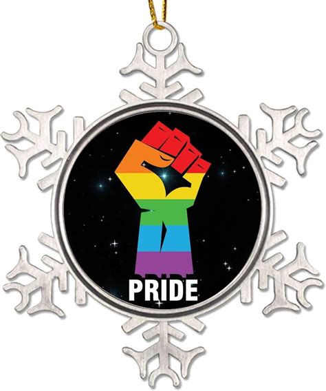 Gay Metal Snowflake Christmas Ornament Peace Pride Lgbtq