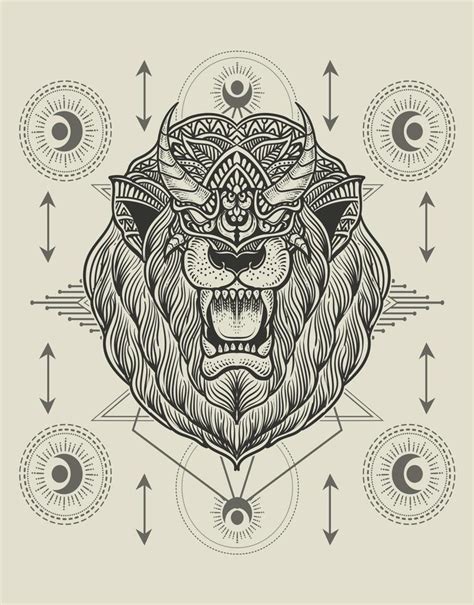 Illustration Lion Head With Sacred Geometry 13704104 Vector Art At Vecteezy