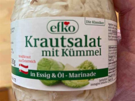 Efko Krautsalat mit Kümmel und Marinade Kalorien Neue Produkte Fddb