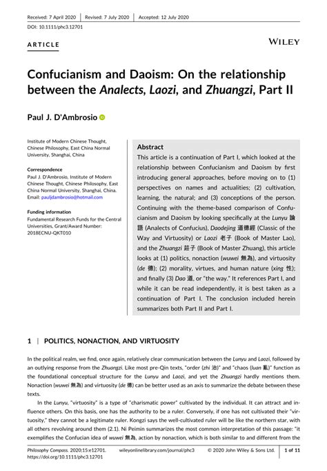 Confucianism and Daoism: On the relationship between the Analects ...