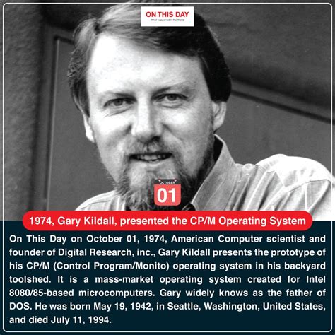 1974, Gary Kildall, presented the CP/M Operating System : USHistory