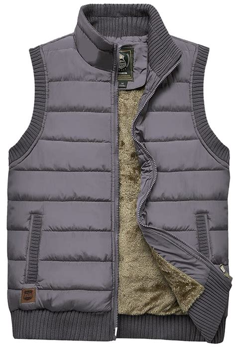 Vcansion Mens Outdoor Stand Collar Fleece Jacket Vest Casual Padded