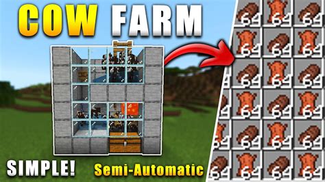 Minecraft Bedrock Java 1 19 Simple Semi Automatic Cow Farm Mcpe Xbox