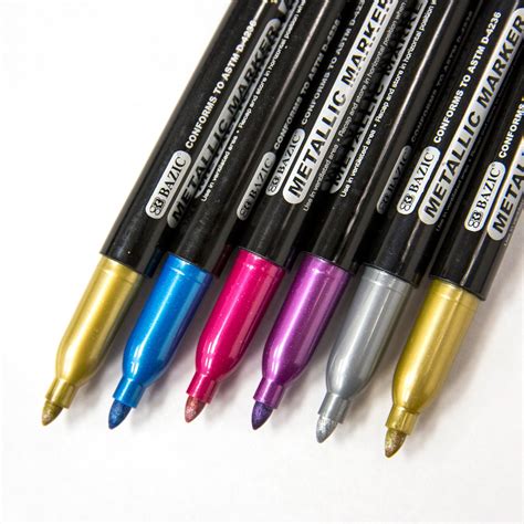 6 Metallic Markers - Crown Office Supplies