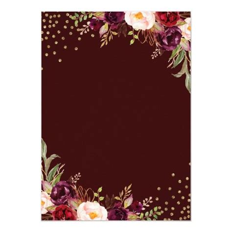 Gold Confetti Burgundy Floral Brunch And Bubbly Invitation In 2021 Floral