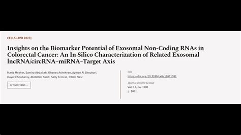 Insights On The Biomarker Potential Of Exosomal Non Coding Rnas In