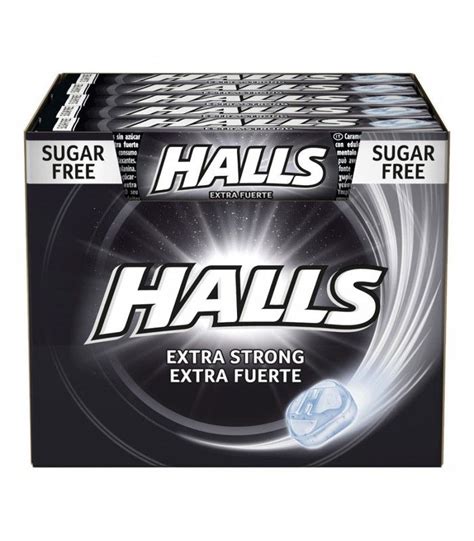 Halls Negro Caramelos Sin Azúcar Extra Fuerte