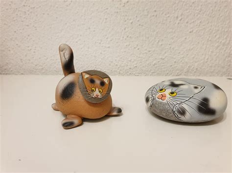 Steinkatzen ORANGE BLUE Katzenfiguren einzeln erhältlich Kaufen