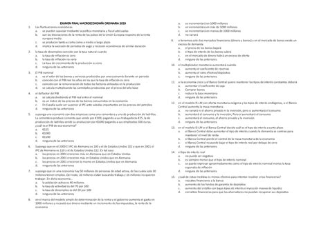 Final Macro Examen Final Macroeconom A Ordinaria Las