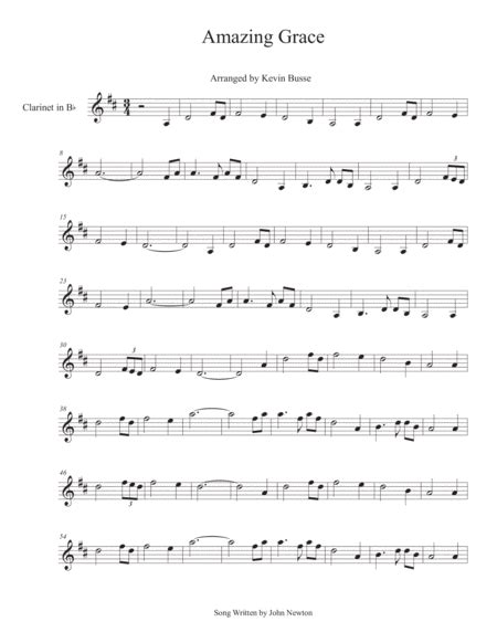 Amazing Grace Clarinet Arr Kevin Busse By Kevin Busse Sheet Music