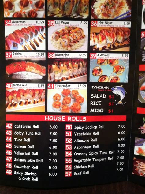 Menu at Ichiban Sushi restaurant, Bakersfield, Gosford Rd A