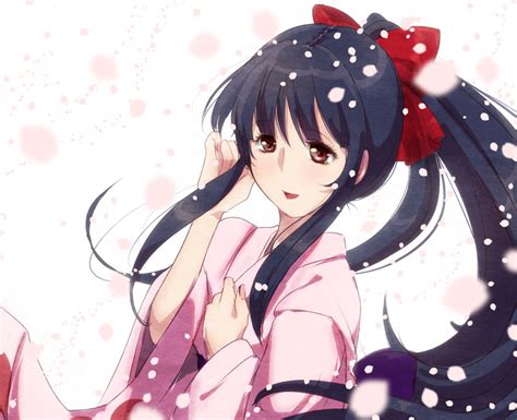 The Big Imageboard Tbib Black Hair Bow Brown Eyes Cherry Blossoms