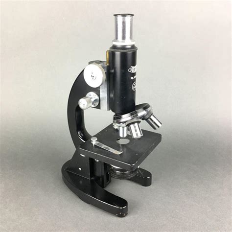 Lot Vintage Japanese Shimadzu Monocular Microscope With Three Objective Lens On A Revolving