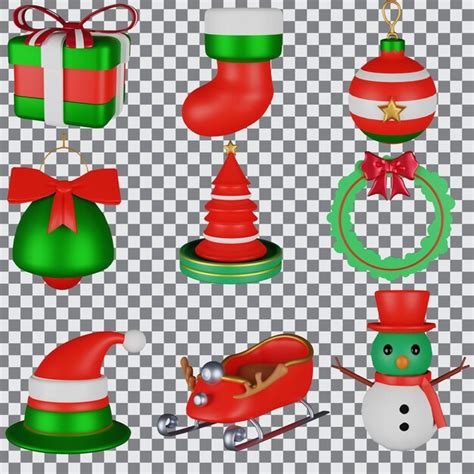 Elemento de decoración de navidad en 3d de dibujos animados aislado