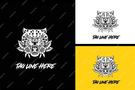 premium vector logo design head  cheeta black  white vector
