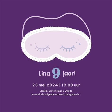 Uitnodiging Kinderfeestje Slaapmasker Kaartje2go