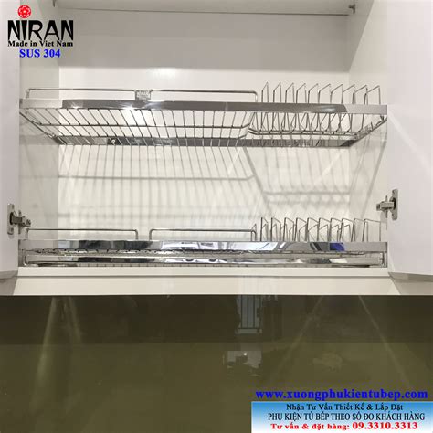 Kệ chén âm tủ trên 2 tầng inox 304 Niran NR0114 Made in Viet Nam