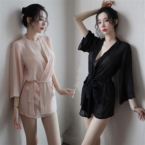 READY STOCK Sexy Bathrobe Sexy Lingerie Seksi Baju Tidur Kimono