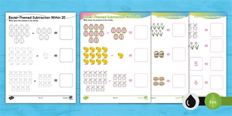 Easter Themed Subtraction Within Activity Sheet Twinkl