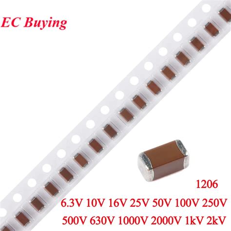 100pcs 1206 3216 SMD Chip Multilayer Ceramic Capacitor 0 5pF 100uF 10pF