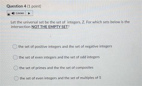 Solved Question 4 1 Point 1 Listen Let The Universal Set