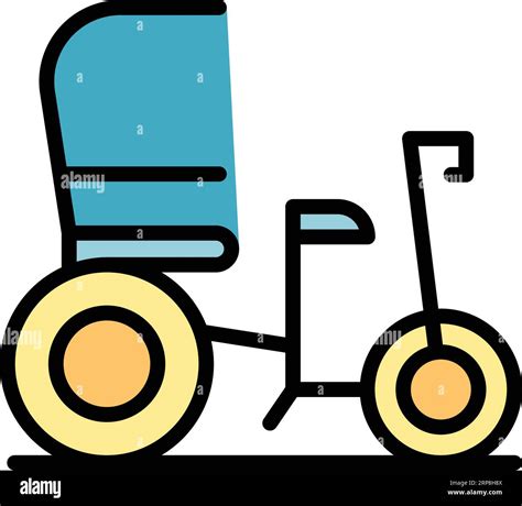 Old Tricycle Icon Outline Vector Indian Bike Asian Car Color Flat