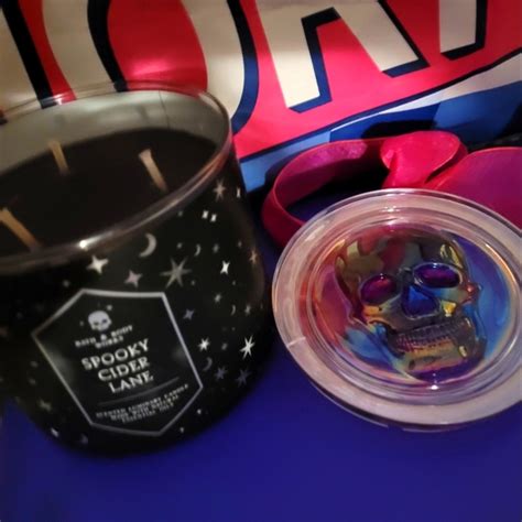 Bath Body Works Art Spooky Cider Lane Luminary Skull Top Limited Edition Bbw Nwt Wick