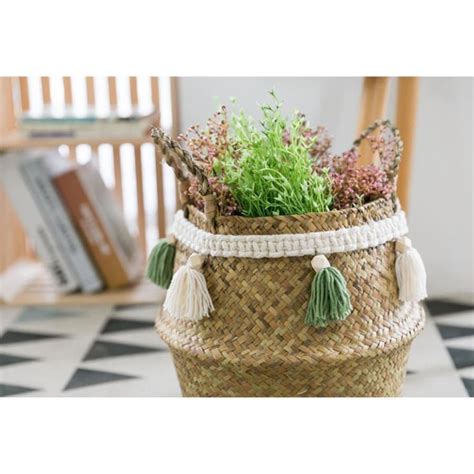 Panier Osier Blanc Vert Pot De Fleurs Boutique De Pots De Fleurs