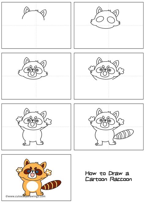 How To Draw A Cartoon Raccoon Easy Step By Step For Kids Cute Easy