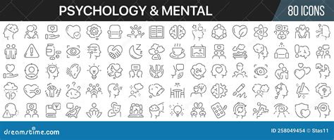 Psychology And Mental Line Icons Collection Big Ui Icon Set In A Flat