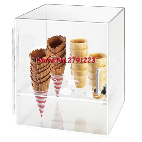 Ice Cream Cone Cabinet Holes Clear Acrylic Transparent Waffle Cone