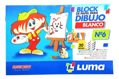 Block De Dibujos Nro 6 X 20 Hojas Blancas Luma