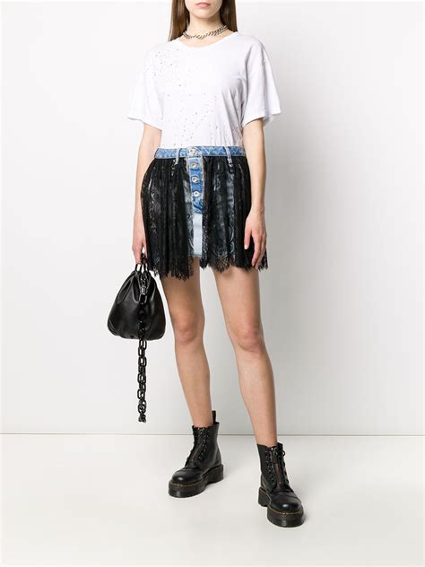 Ben Taverniti Unravel Project Unravel Project Lace Overlay Denim Skirt