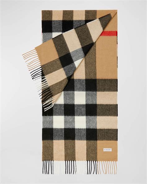 Burberry Half Mega Check Cashmere Scarf Neiman Marcus