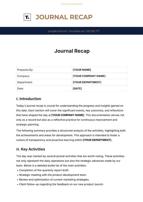 journal recap template  edit
