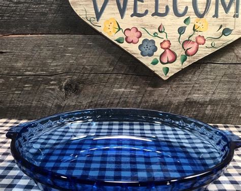 1980s Vintage Cobalt Blue Pyrex Pie Plate Glass Cookwarebakeware