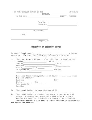 Fillable Online AFFIDAVIT OF DILIGENT SEARCH Richard Nazareth P A