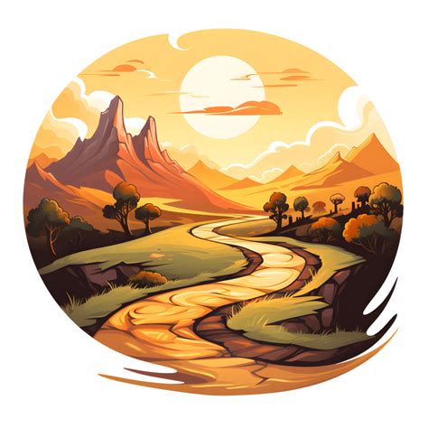 Hiking Clipart Of A Winding Trail Leading Through Rolling Hills And