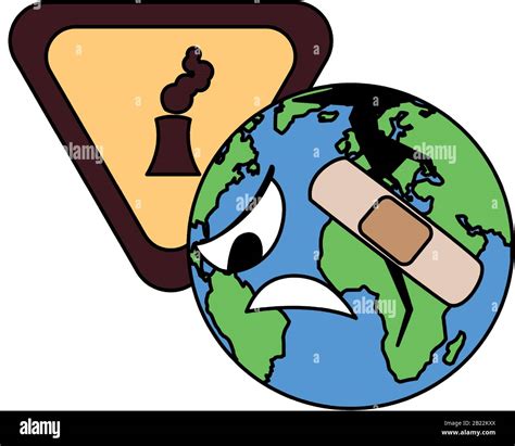 planet earth sick for pollution over white background vector ...