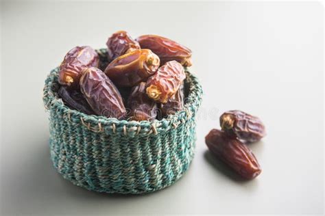 Small Basket Full of Dates on White Background. Stock Image - Image of ...