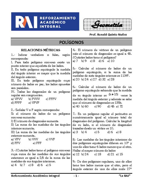 Pol Gonos Ejercicios Reforzamiento Acad Mico Integral La