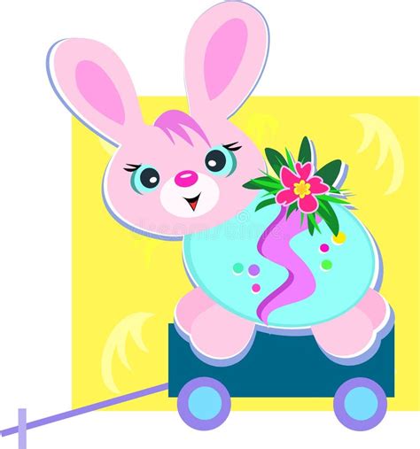 Coelho De Easter Feliz Em Um Carro Ilustração do Vetor Ilustração de