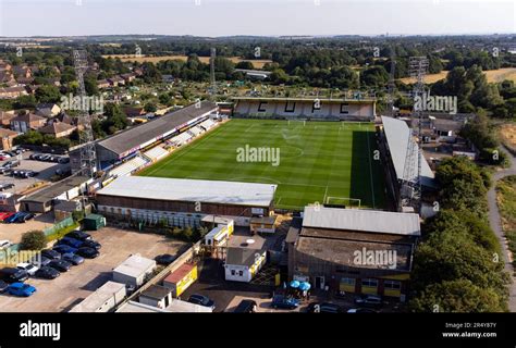 Aerial view of The Abbey Stadium, home of Cambridge United FC. The ...