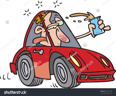 Cartoon Man Drunk Driving Stock Vector Illustration 195457379 ...