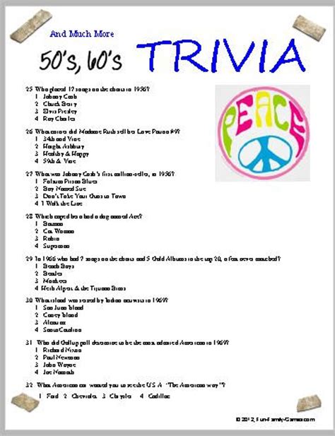 50 S 60 S Trivia Etsy