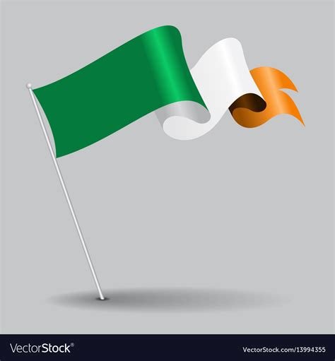 Irish pin wavy flag Royalty Free Vector Image - VectorStock