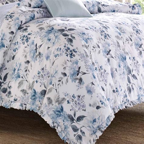 Laura Ashley Chloe Blue Cotton Comforter Set On Sale Bed Bath And Beyond 24086536