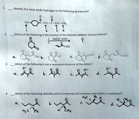 SOLVED Identify The Most Acidic Hydrogen In The Following Compound