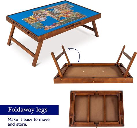 Jigsaw Puzzle Table with Foldaway Legs & Tilting Stand & Cover & 6 Col ...