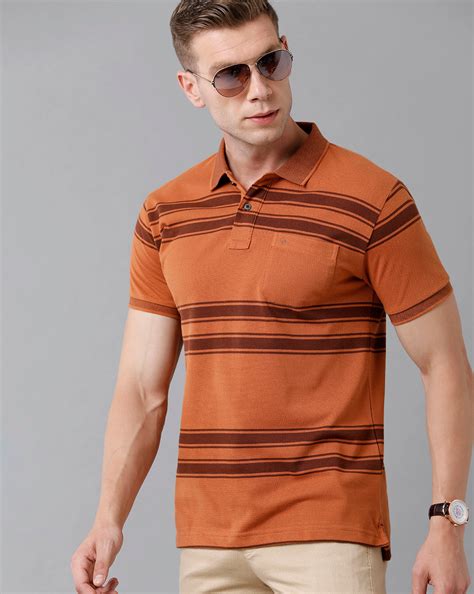 Classic Polo Mens Cotton Blend Striped Half Sleeve Slim Fit Polo Neck